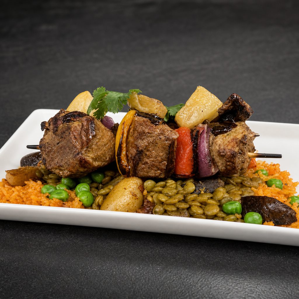 MARINATED STEAK KABABS.
