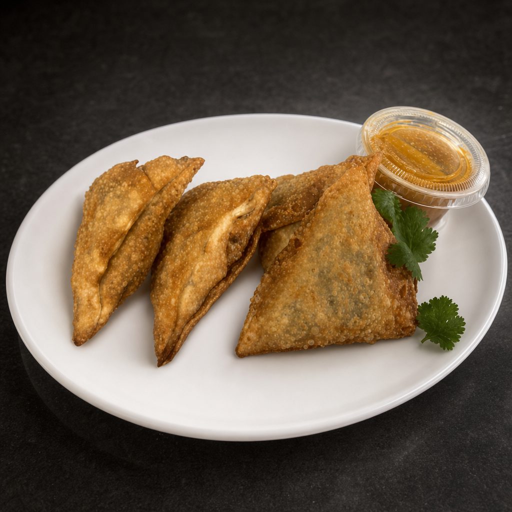 SPICED BEEF SAMOSAS.